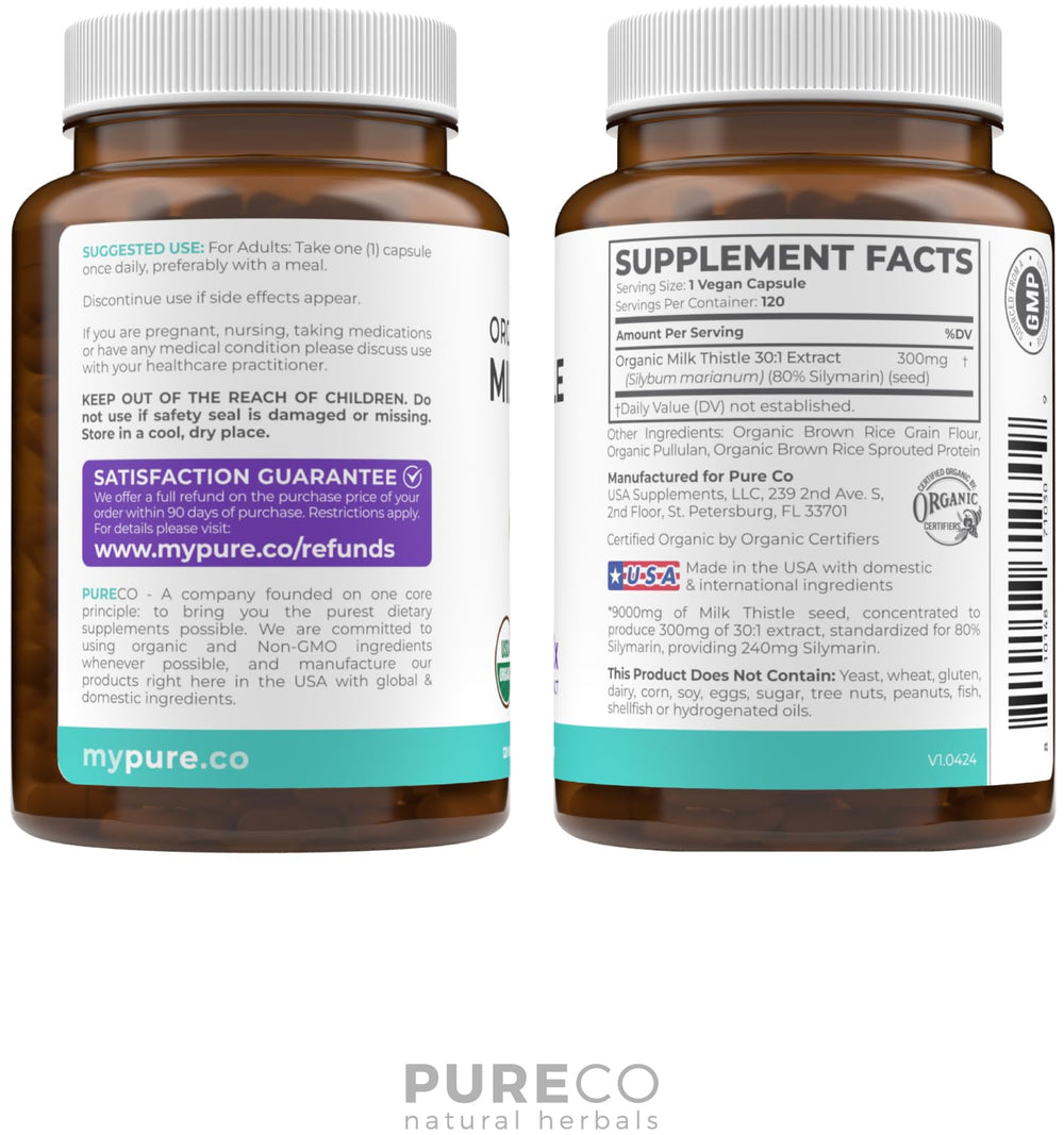 Pure Co packaging inside view highlighting a 120-day supply and clear dosage