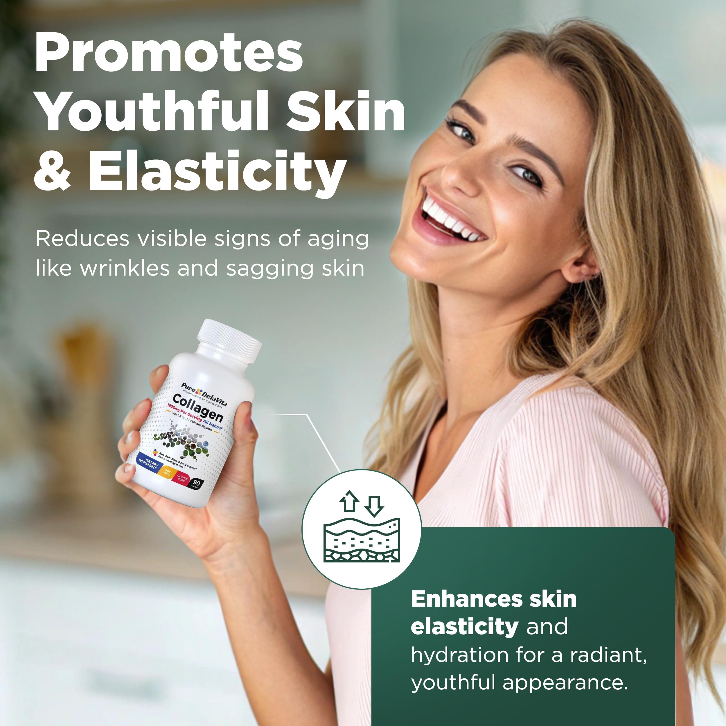 Pure DelaVita daily routine with capsules and glass of water