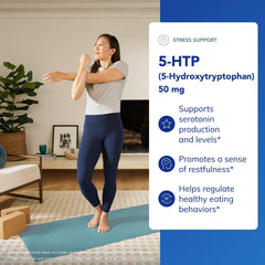 Pure Encapsulations 5-HTP label closeup highlighting clean ingredients and allergen-free formula.