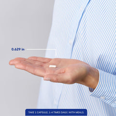 Pouring capsules from the bottle suggests easy daily routine.
