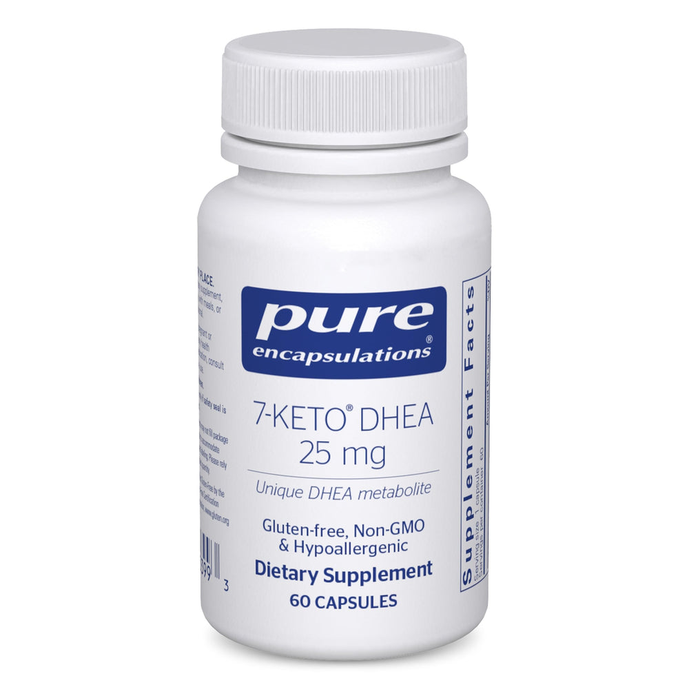 Pure Encapsulations 7-Keto DHEA bottle for premium packaging and dosing.