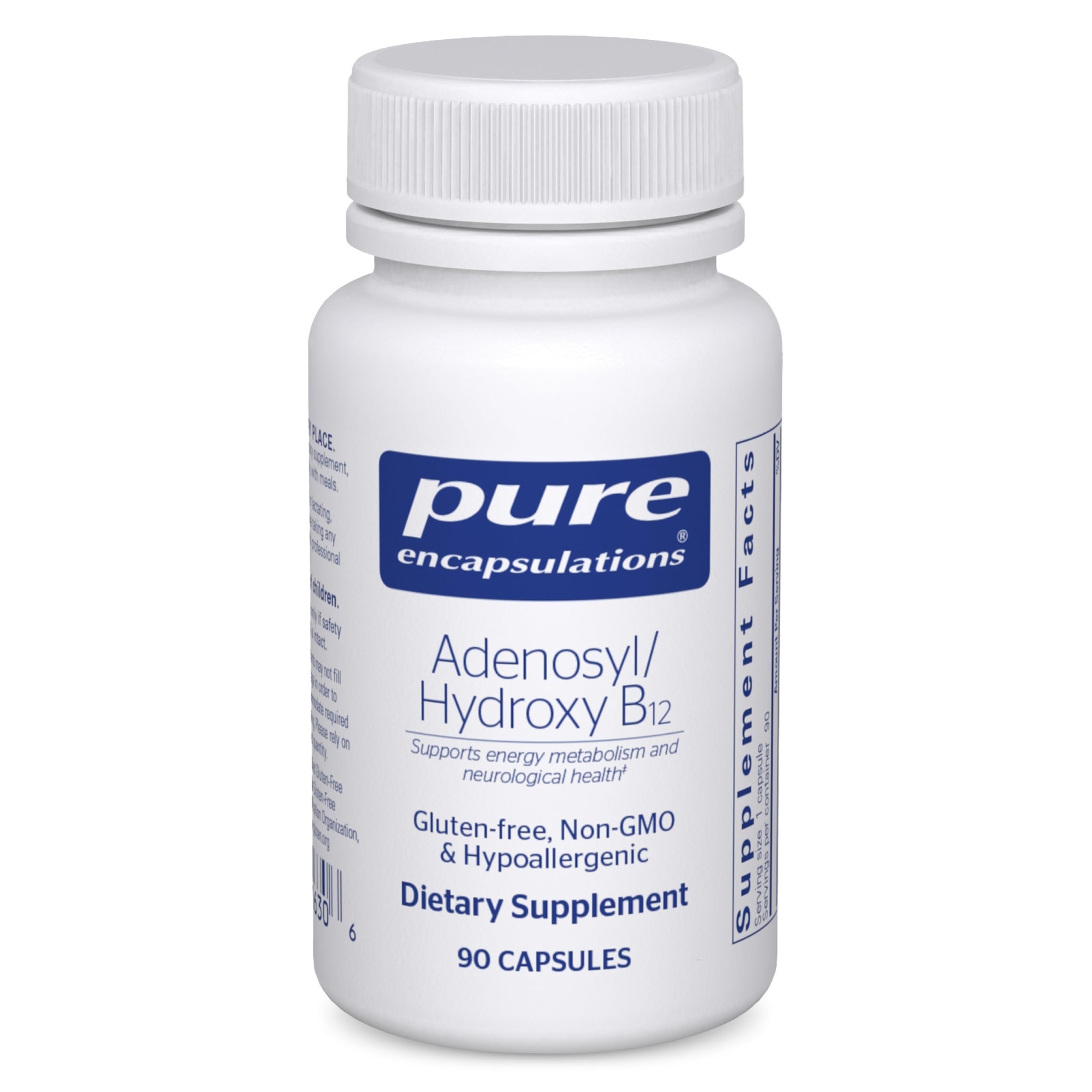 Pure Encapsulations Adenosyl/Hydroxy B12 bottle front for energy support