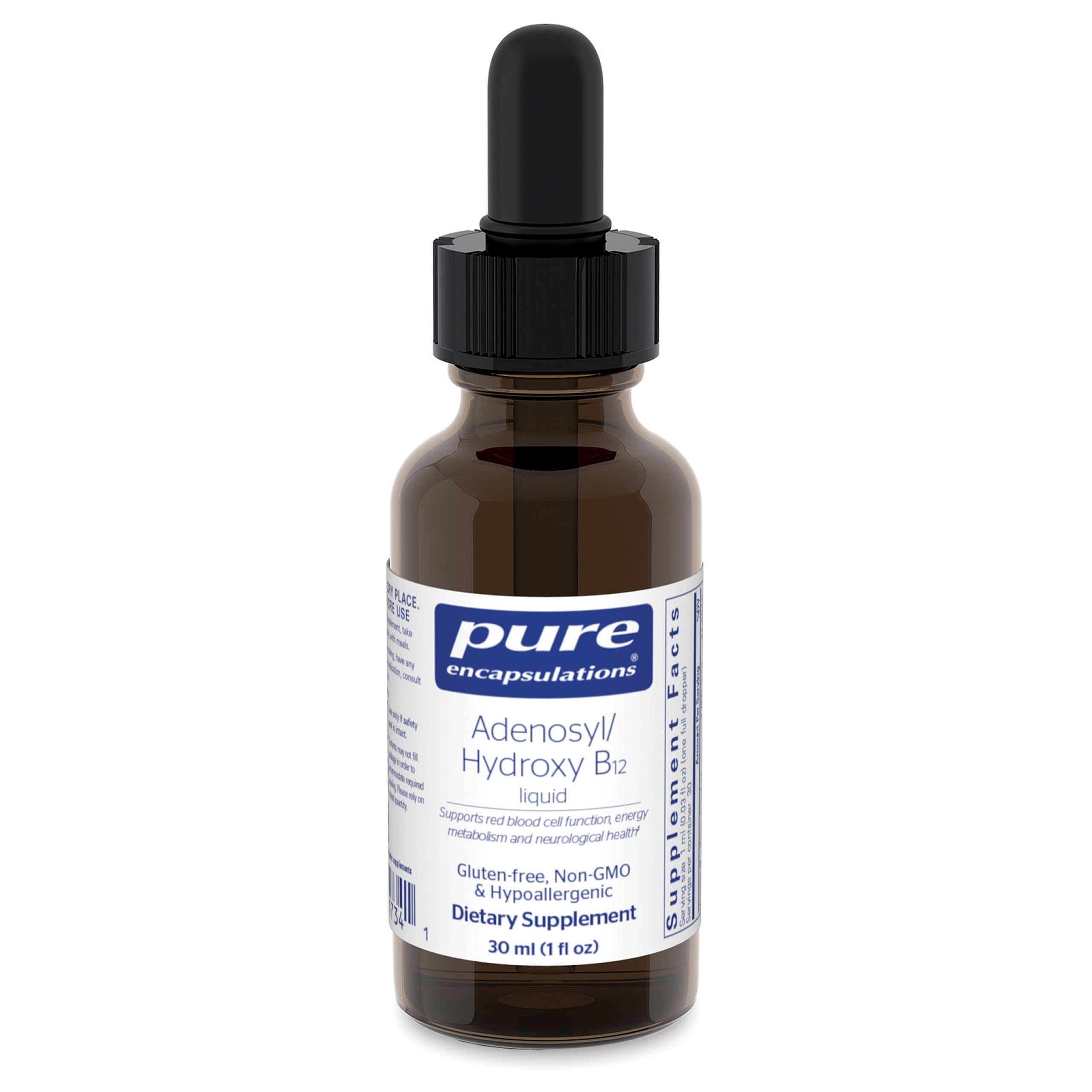 Pure Encapsulations Adenosyl/Hydroxy B12 liquid bottle supports energy metabolism