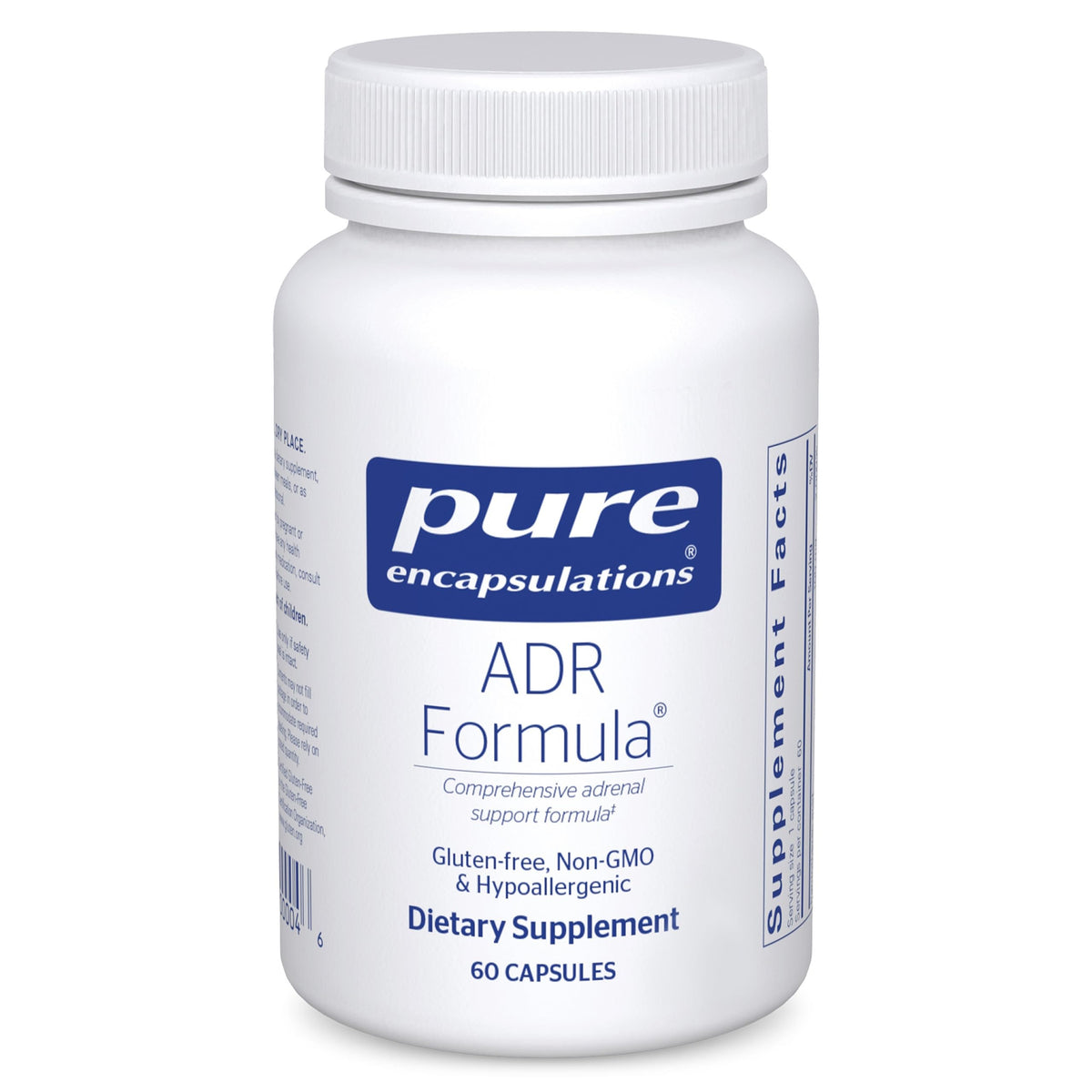 Pure Encapsulations ADR Formula bottle front for easy daily adrenal support.