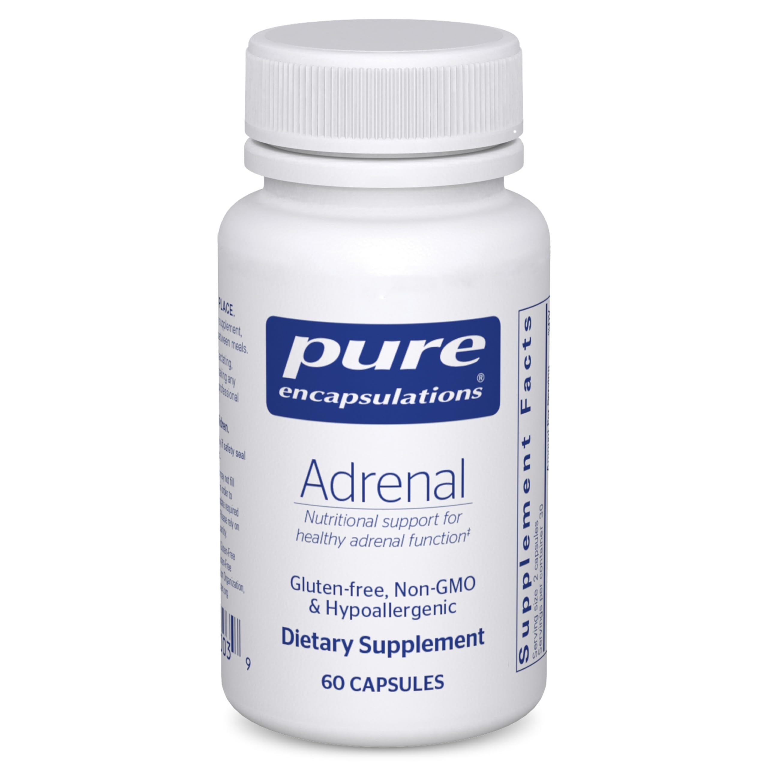 Pure Encapsulations Adrenal Cortex bottle front showcasing premium adrenal support.