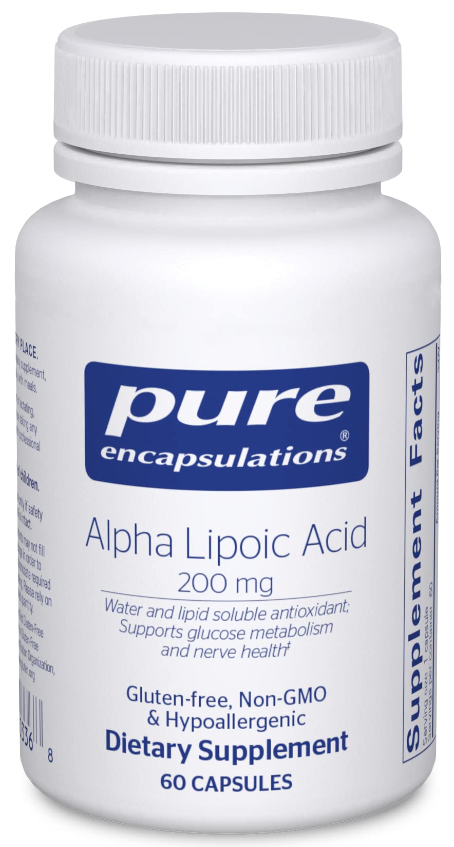 Pure Encapsulations Alpha Lipoic Acid 200 mg capsule; supports metabolism and nerve health.