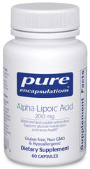 Pure Encapsulations Alpha Lipoic Acid 200 mg capsule; supports metabolism and nerve health.