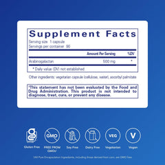 Pure Encapsulations Arabinogalactan label shows ingredients and purity for clean choices