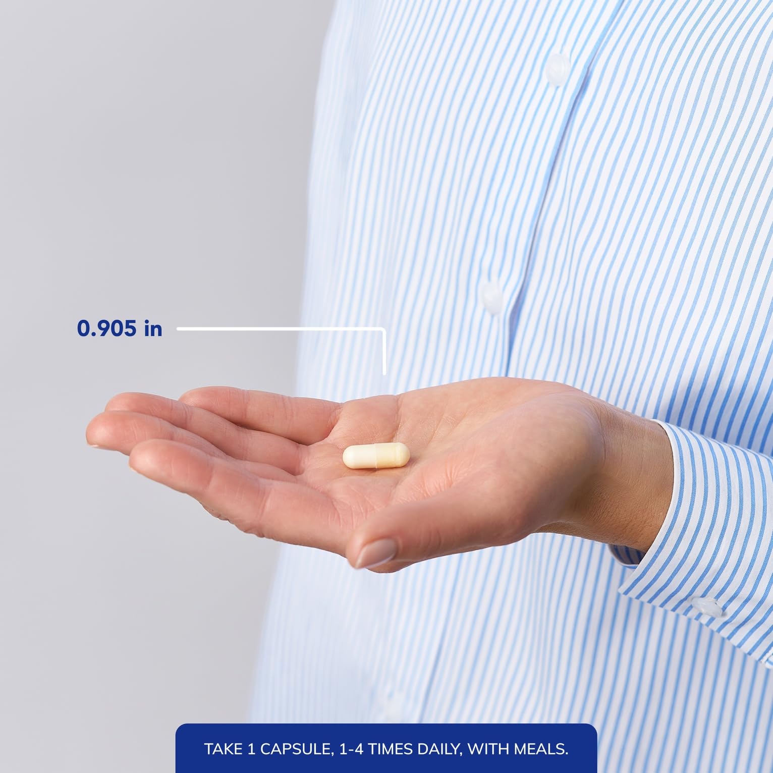 Pure Encapsulations Ascorbic Acid Capsules dosing image illustrates simple daily use with meals