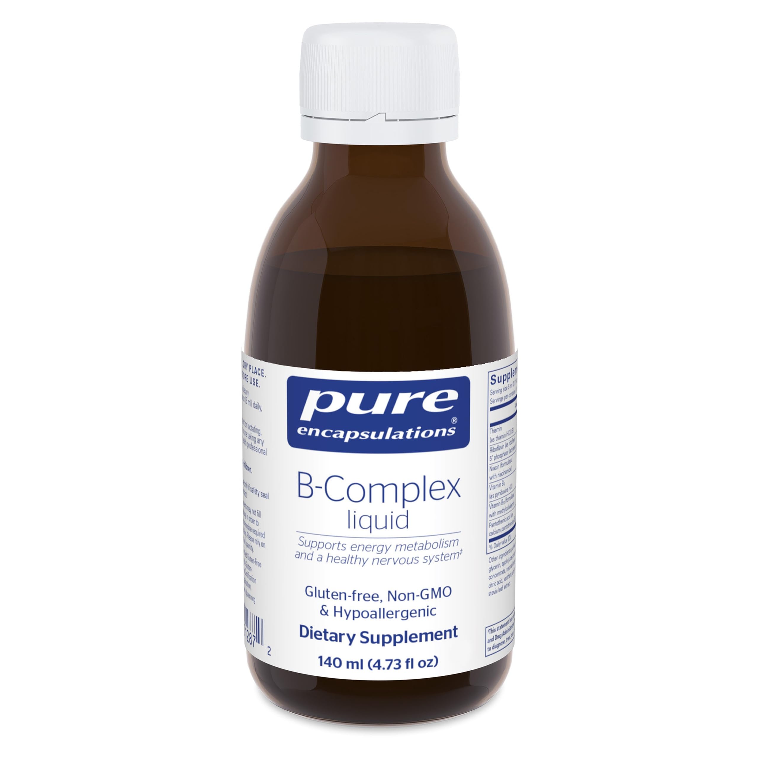 Pure Encapsulations B-Complex Liquid bottle pour for easy daily energy support