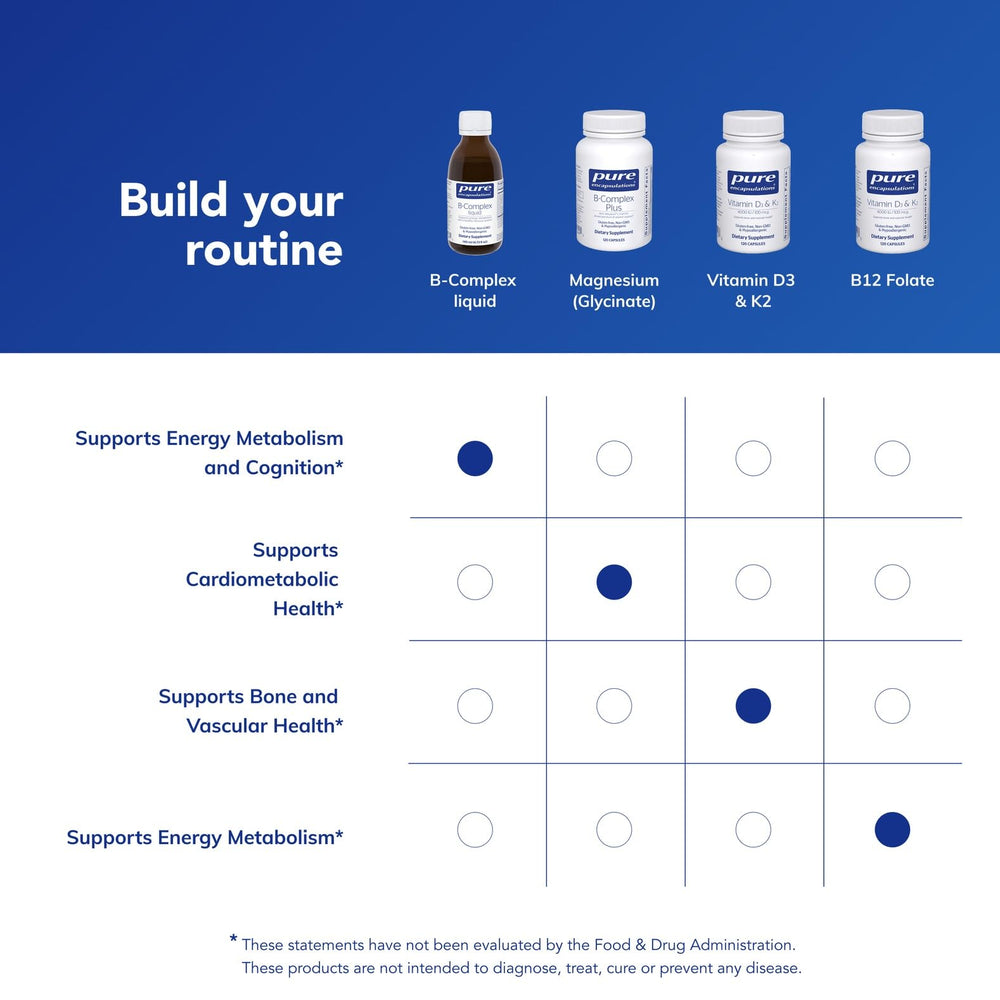 Pure Encapsulations B-Complex Liquid glass serving with rich, fast-absorbing formula