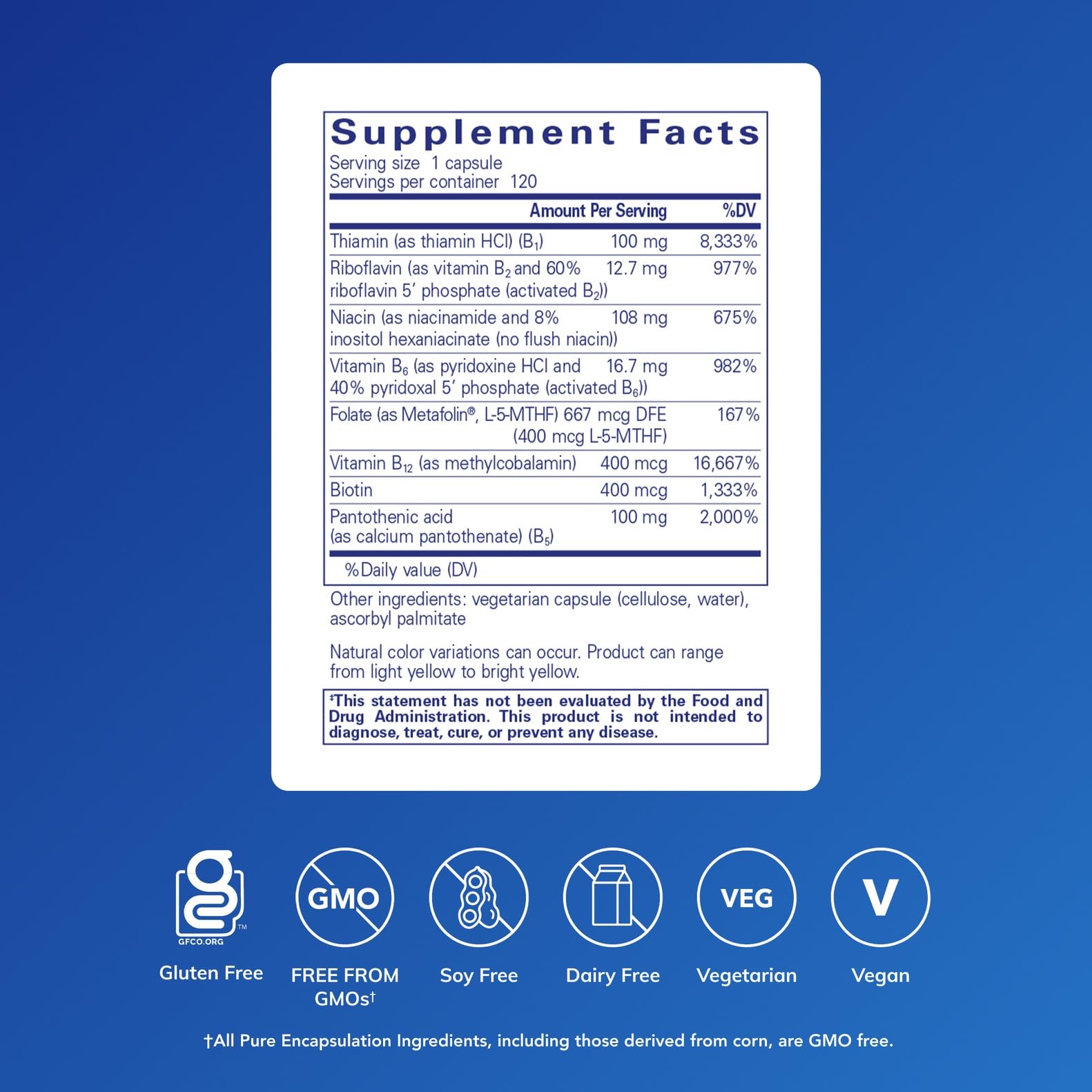 Pure Encapsulations B-Complex Plus capsules closeup shows energy metabolism benefits