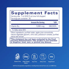 Pure Encapsulations B12 5000 liquid drops pour demonstrating simple dosing
