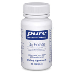 Pure Encapsulations B12 Folate bottle – convenient daily energy support.