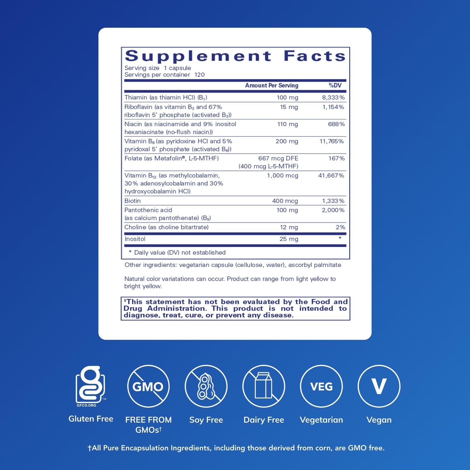 Pure Encapsulations B6 Complex capsules resting together emphasize convenient daily nervous system support.
