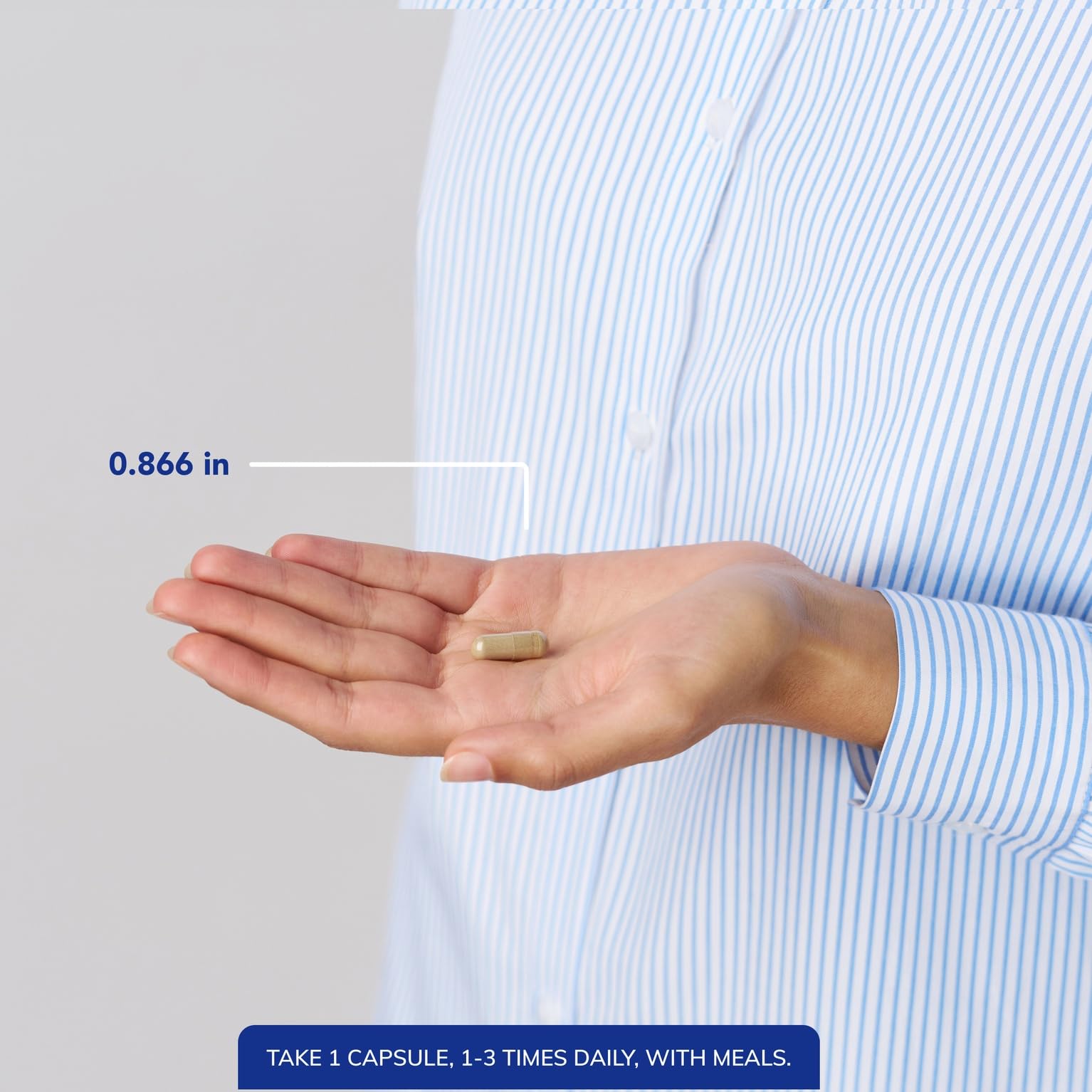 Packaging on table conveys easy daily use and measured dosing for convenience.
