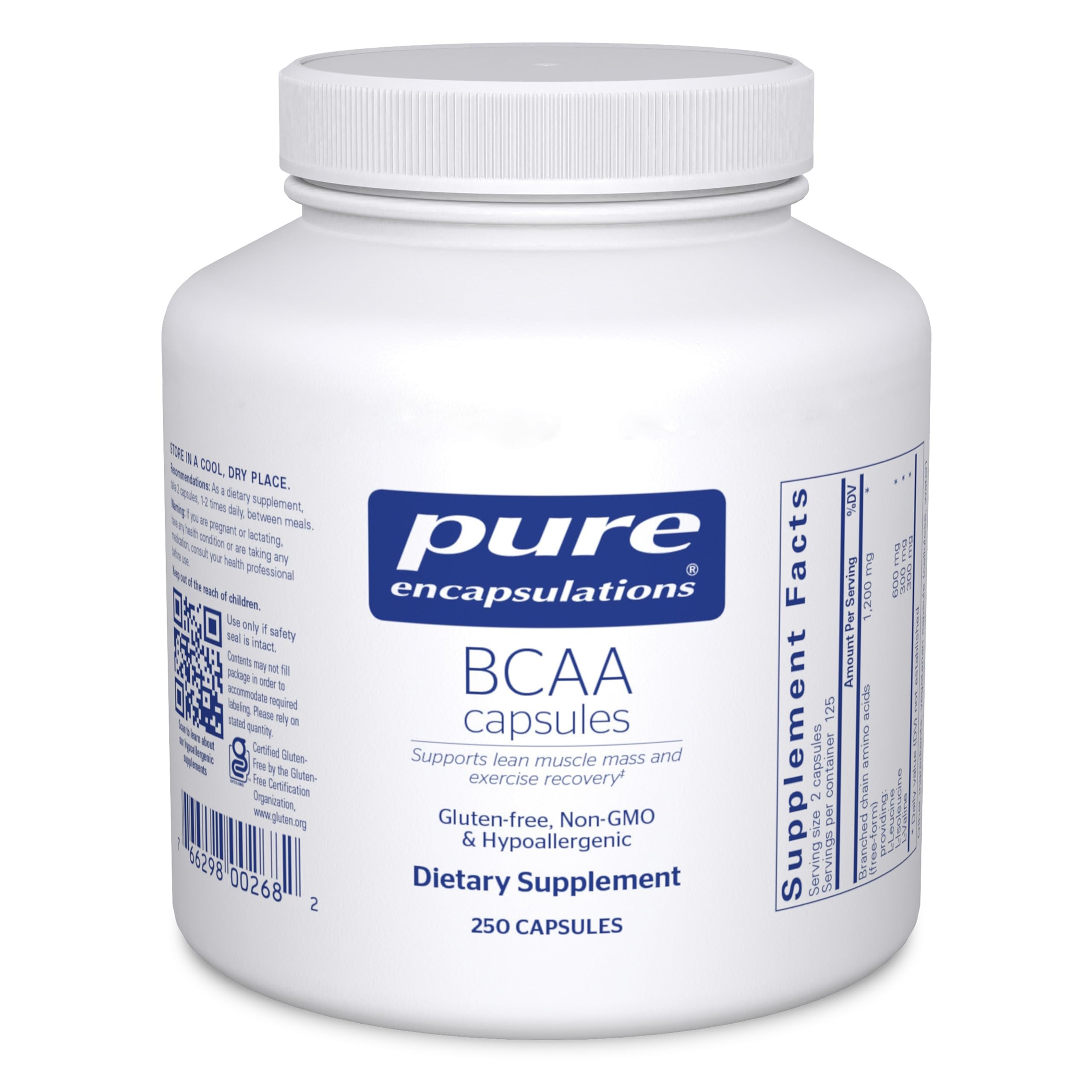 Pure Encapsulations BCAA capsules bottle for lean muscle support during training