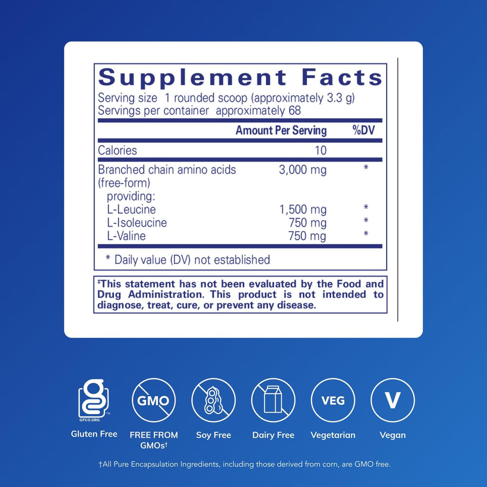 Pure Encapsulations BCAA Powder scoop easy dosing for muscle function during exercise
