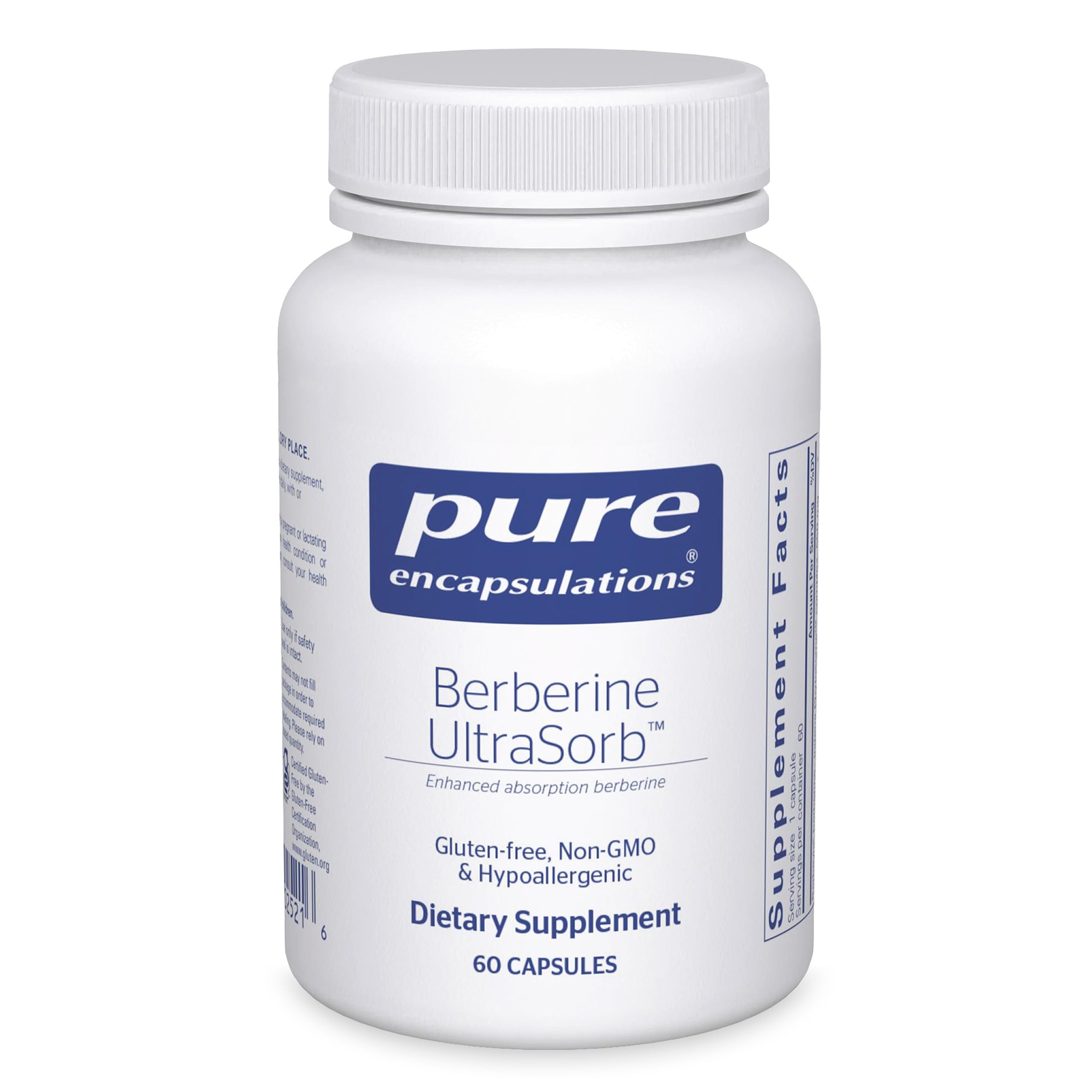 Pure Encapsulations Berberine UltraSorb bottle with label highlighting enhanced absorption