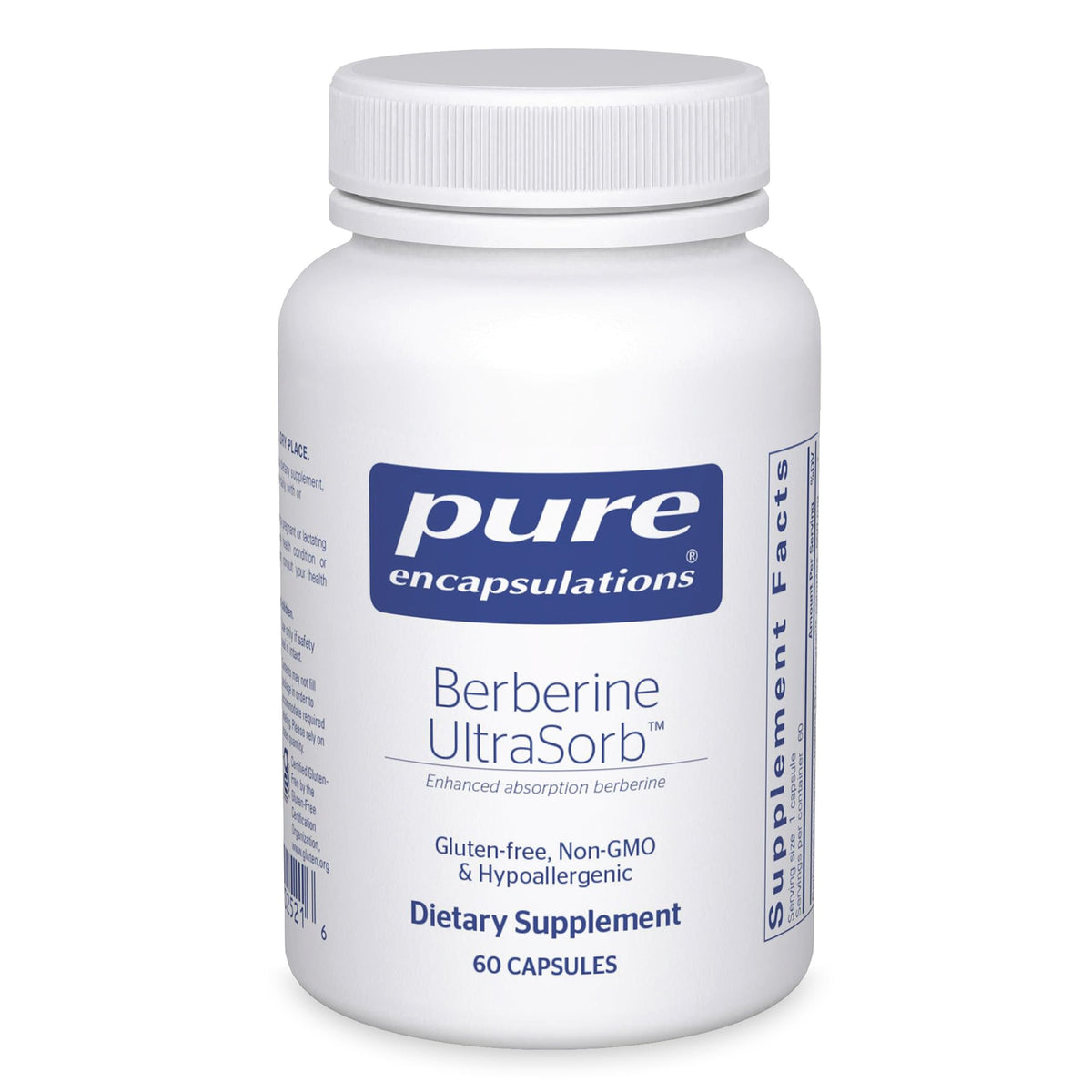 Pure Encapsulations Berberine UltraSorb bottle with label highlighting enhanced absorption
