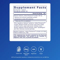 Pure Encapsulations Berberine UltraSorb capsules closeup highlight 550 mg phytosome bioavailability