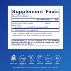 Close-up of Pure Encapsulations Bilberry capsules suggesting easy daily supplementation