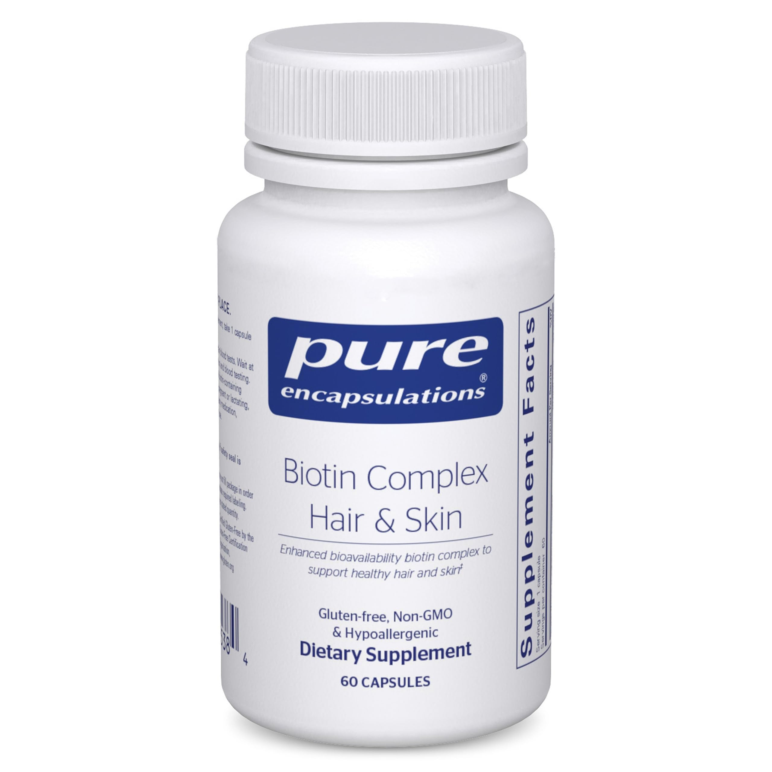 Pure Encapsulations Biotin Complex Hair & Skin bottle for daily hair and skin support.
