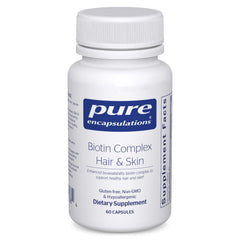 Pure Encapsulations Biotin Complex Hair & Skin bottle for daily hair and skin support.