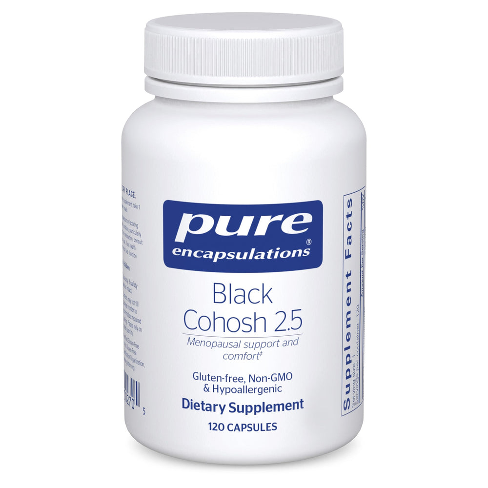Pure Encapsulations Black Cohosh 2.5 bottle front view for menopause support