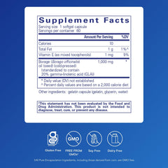 Closeup of Pure Encapsulations Borage Oil softgel capsules for joint comfort.