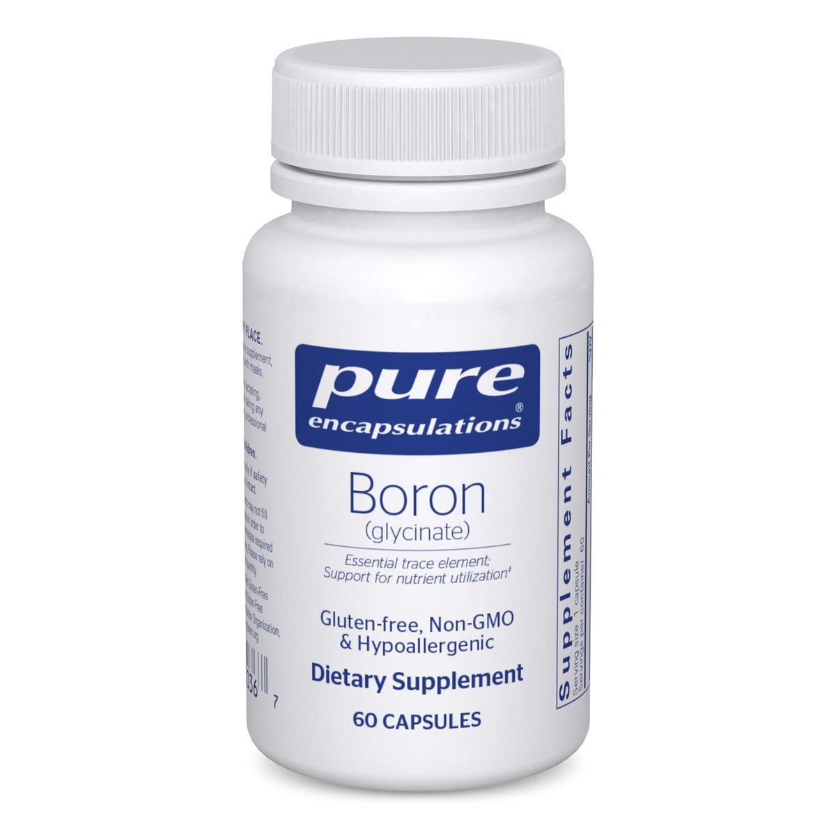 Pure Encapsulations Boron Glycinate bottle with capsules supporting bone health.