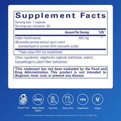 Pure Encapsulations Boswellia capsules close-up for daily GI and joint comfort.