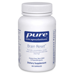 Pure Encapsulations Brain Reset bottle on shelf suggesting focus support for daily tasks