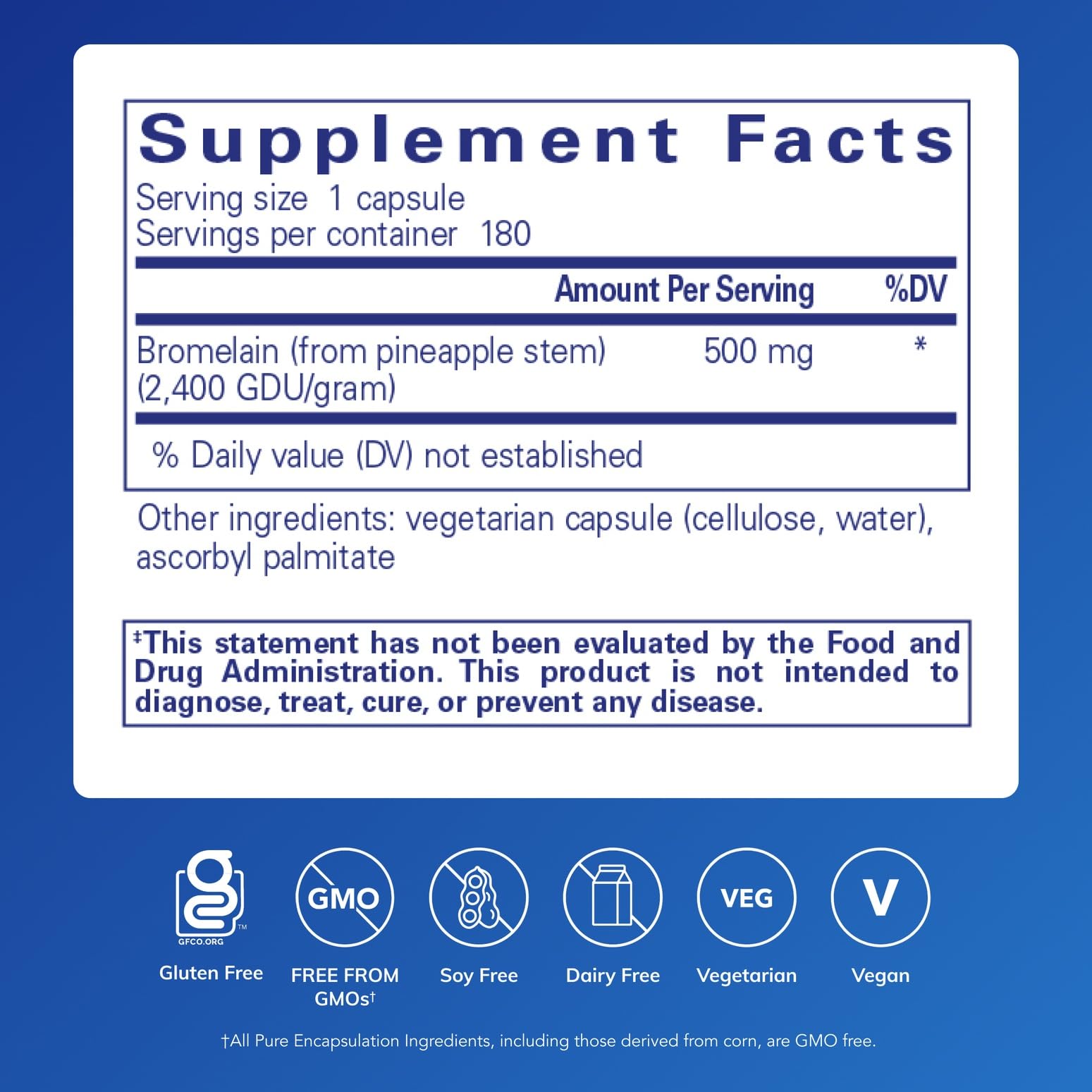 Pure Encapsulations Bromelain 2400 bottle shows vegan enzymatic formula