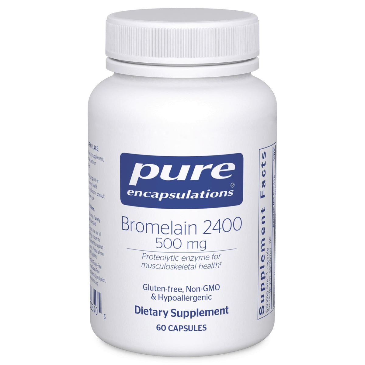Pure Encapsulations Bromelain bottle for digestive support and joint comfort.