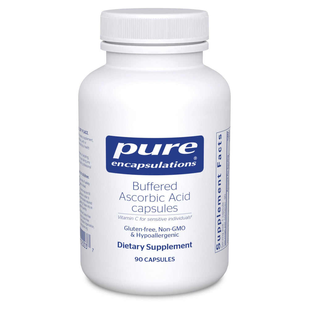 Pure Encapsulations Buffered Ascorbic Acid Capsules bottle for daily vitamin C routine.
