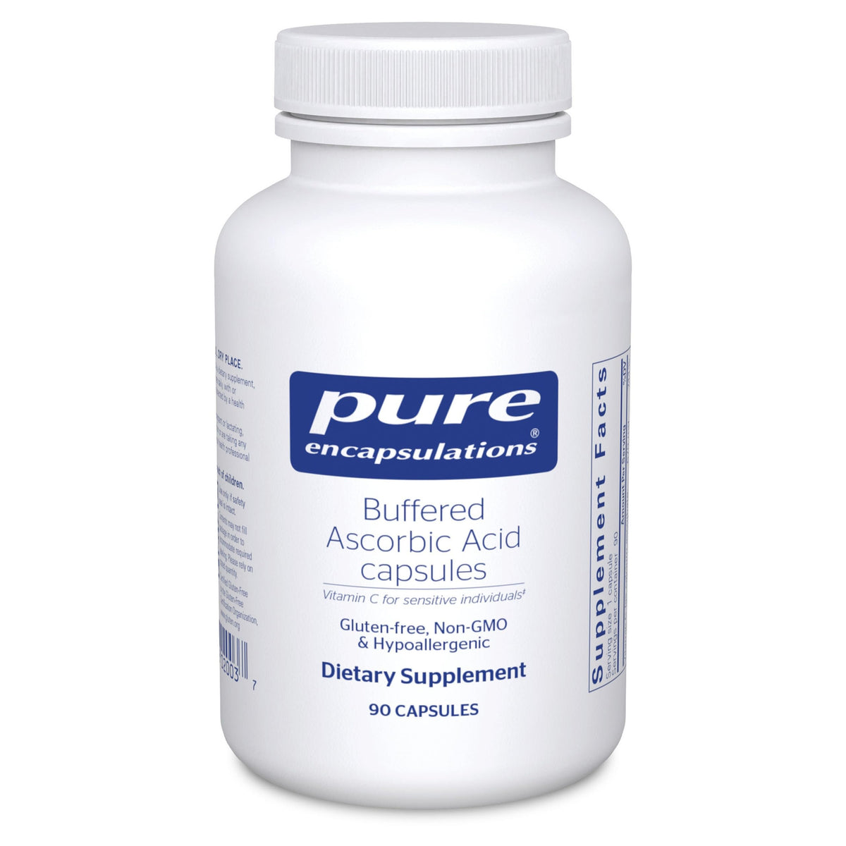 Pure Encapsulations Buffered Ascorbic Acid Capsules bottle for daily vitamin C routine.
