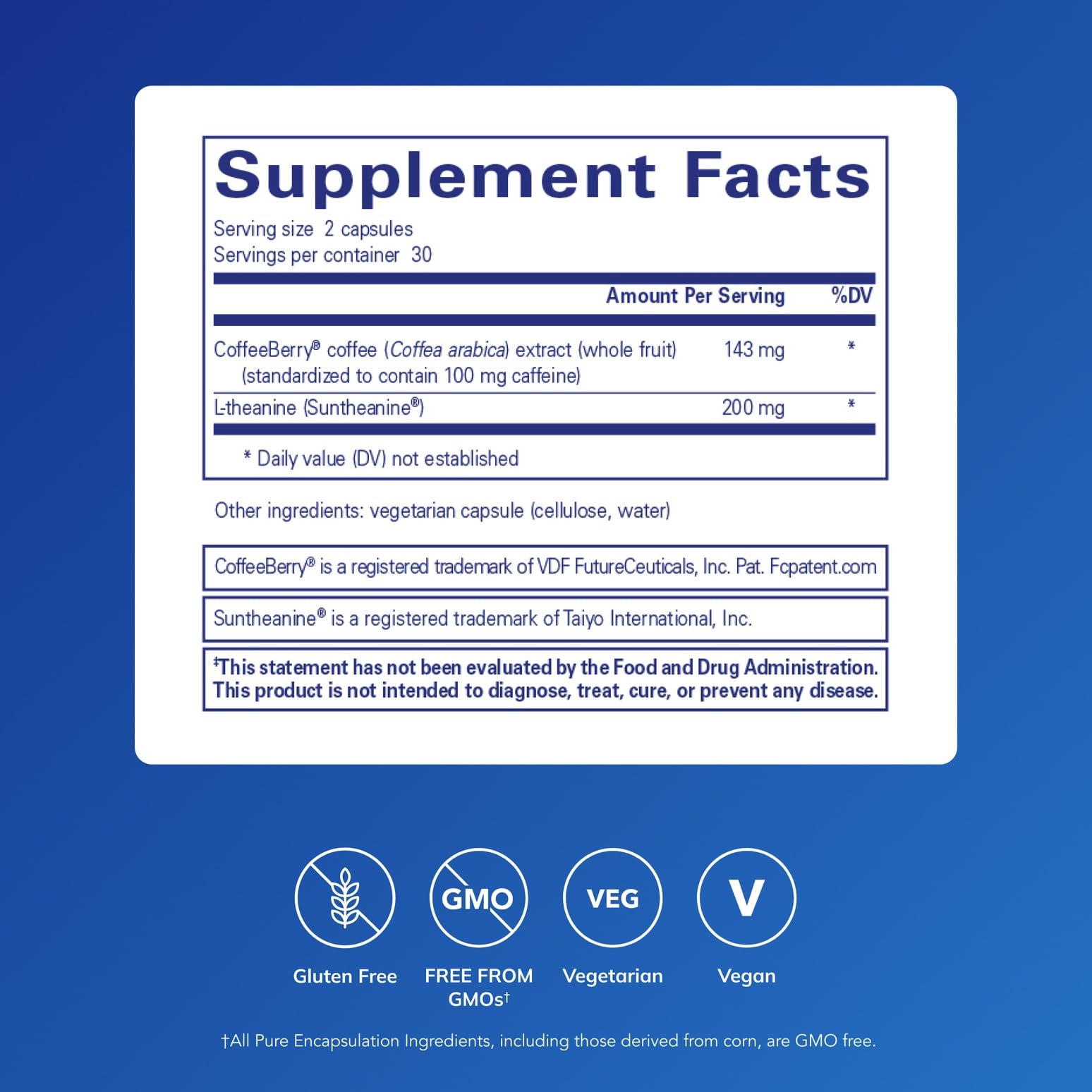 Pure Encapsulations CaffPhenol capsules close-up emphasizing smooth focus