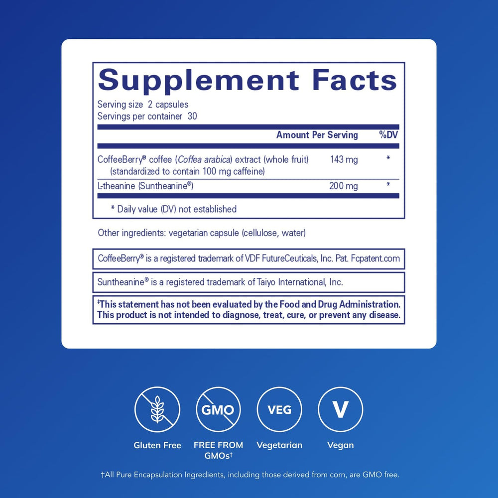 Pure Encapsulations CaffPhenol capsules close-up emphasizing smooth focus
