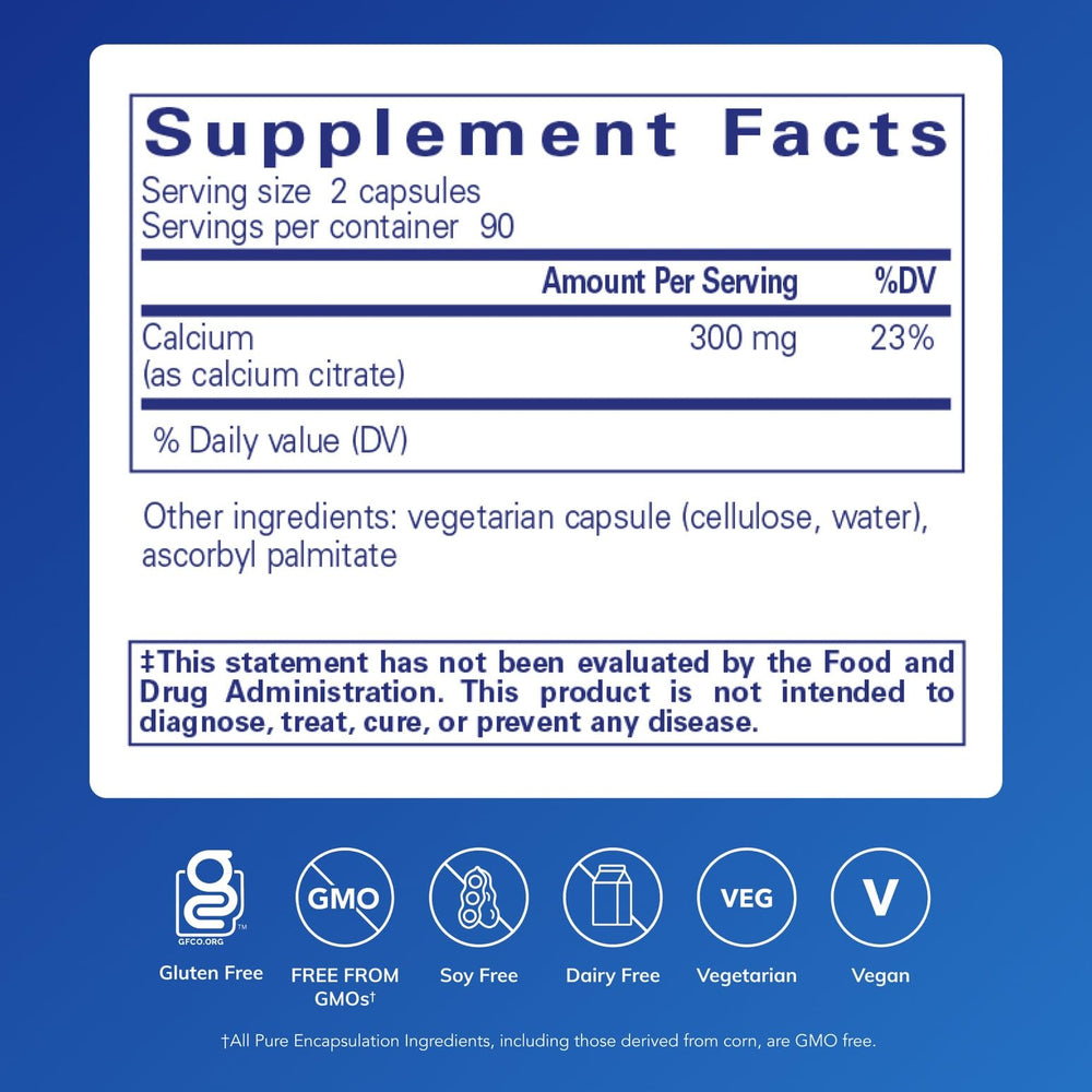 Close-up of Calcium Citrate capsules showing high bioavailability for daily calcium