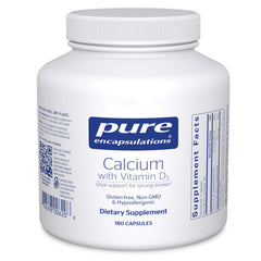 Pure Encapsulations Calcium with Vitamin D3 bottle pour for bone health support.