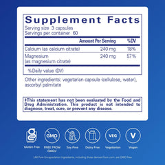 Pure Encapsulations Calcium Magnesium Citrate label closeup—absorption-focused formula