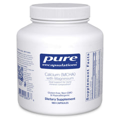 Pure Encapsulations Calcium MCHA with Magnesium bottle showing the bone health support focus