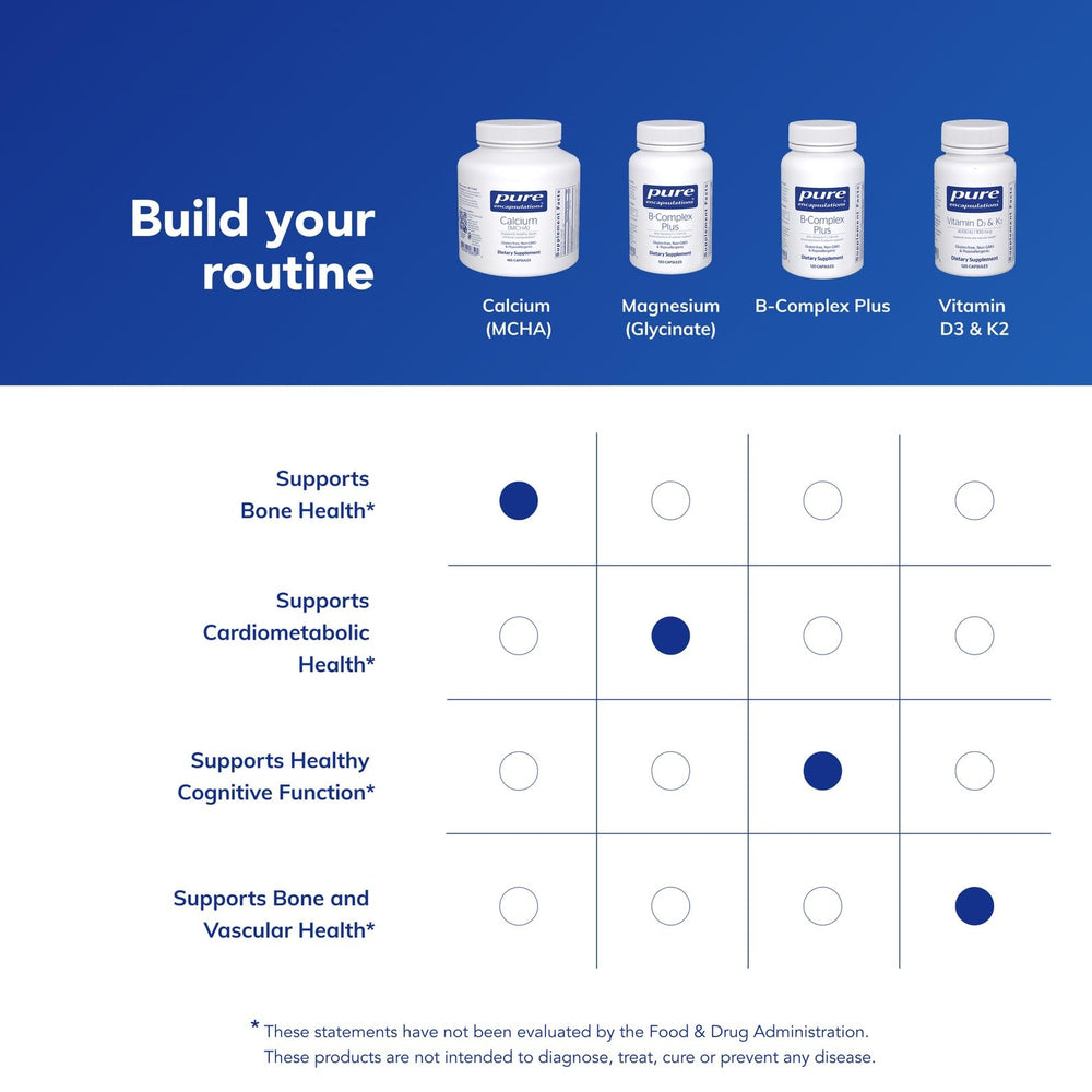 Pure Encapsulations Calcium MCHA packaging highlights allergen-free standards