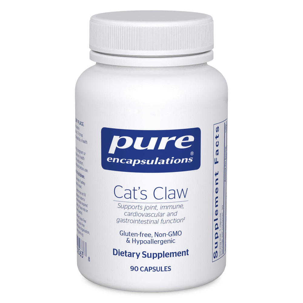 Pure Encapsulations Cats Claw capsule close-up for joint and immune support.