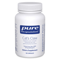 Pure Encapsulations Cats Claw capsule close-up for joint and immune support.