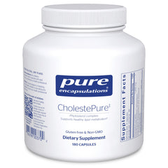 Pure Encapsulations CholestePure bottle front view highlighting the phytosterol complex for healthy lipid metabolism.