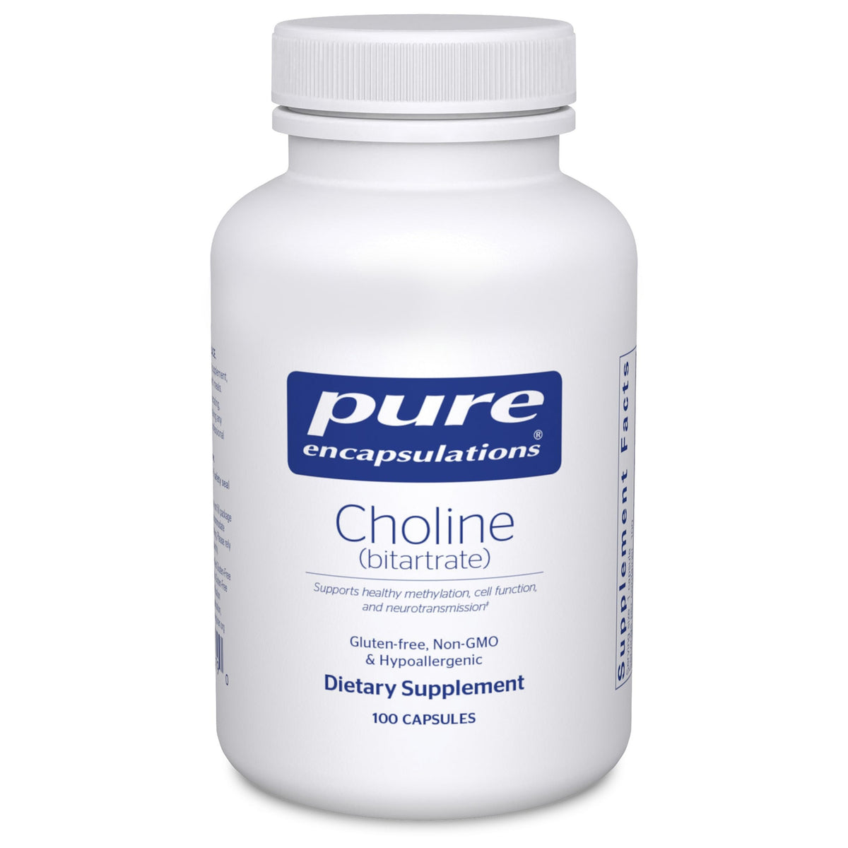 Pure Encapsulations Choline Bitartrate 275 mg bottle for brain support