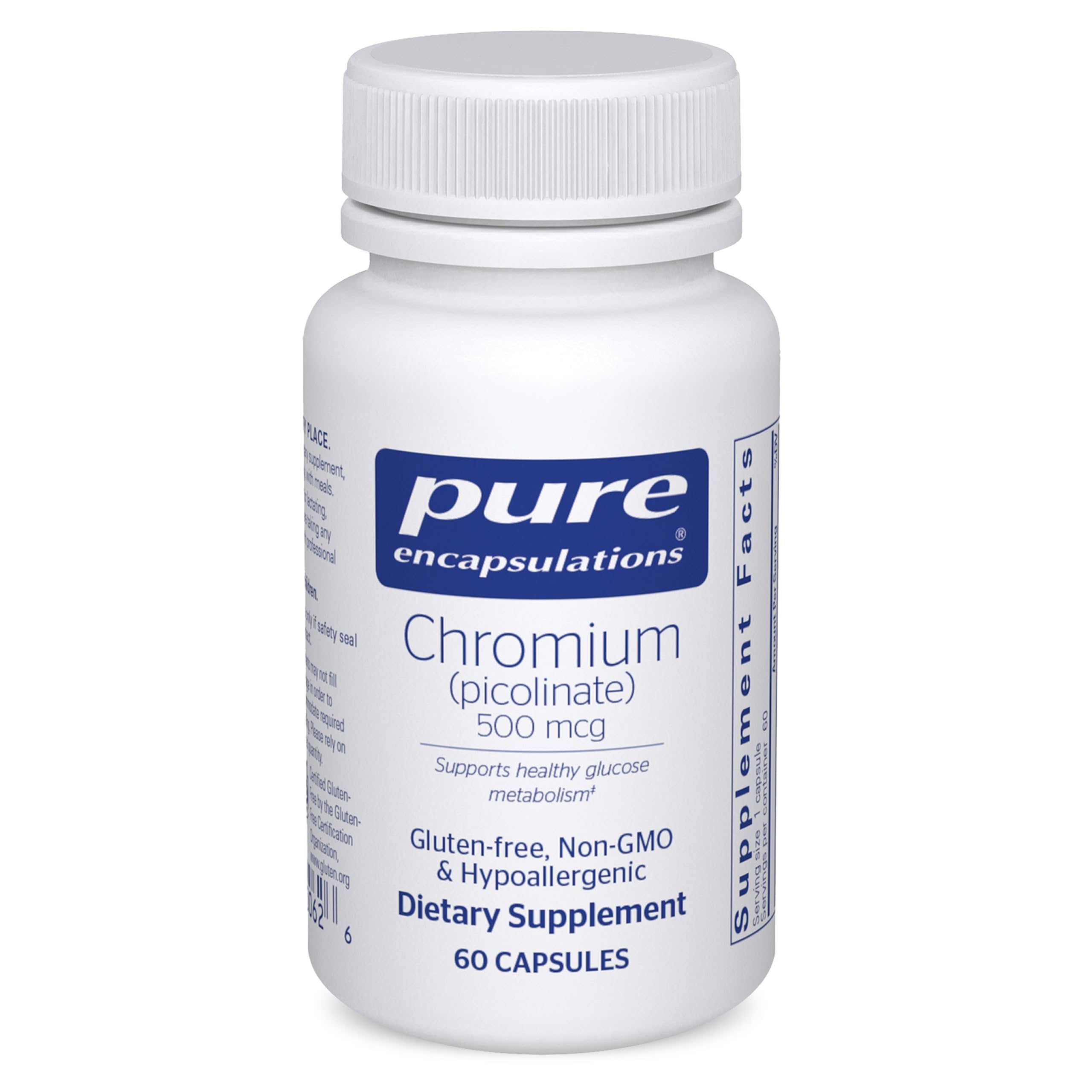 Pure Encapsulations Chromium (Picolinate) 500 mcg bottle with capsules for metabolism support