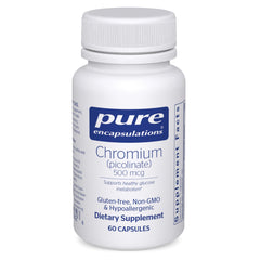 Pure Encapsulations Chromium (Picolinate) 500 mcg bottle with capsules for metabolism support
